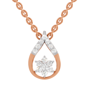 0.24 Carat Round Shape Teardrop Pendant | 14K Rose Gold