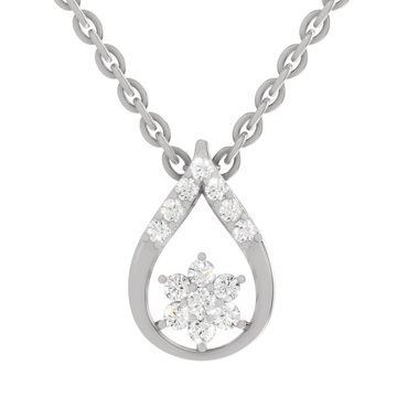 0.24 Carat Round Shape Teardrop Pendant | 14K White Gold