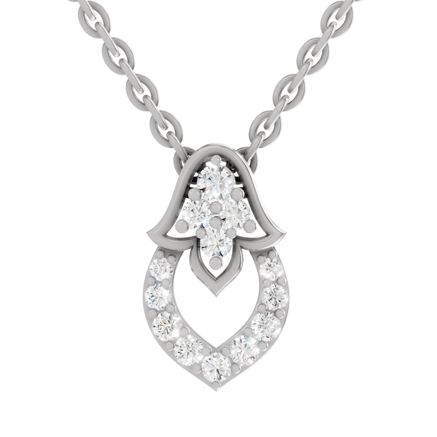 0.3 Carat Round Shape teardrop Pendant | 14K White Gold