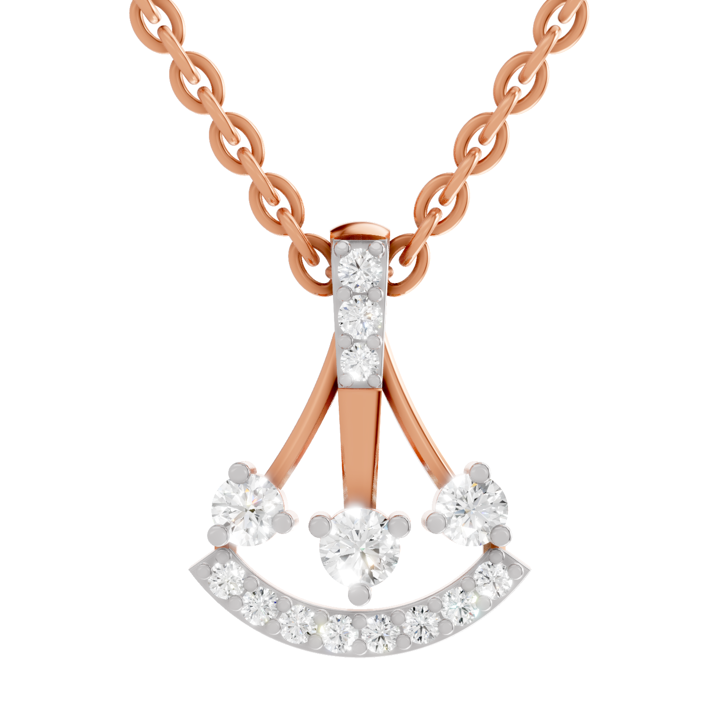 0.31 Carat Round Shape Celestial Arc Pendant | 14K Rose Gold