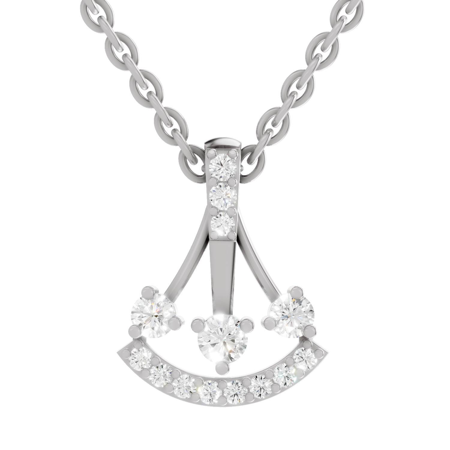 0.31 Carat Round Shape Celestial Arc Pendant | 14K White Gold