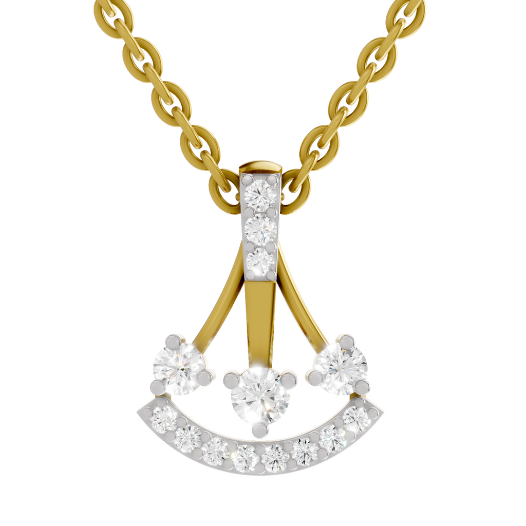 0.31 Carat Round Shape Celestial Arc Pendant | 14K Yellow Gold