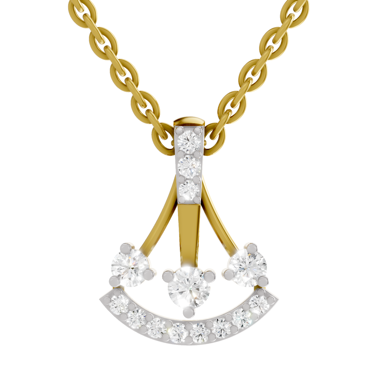 0.31 Carat Round Shape Celestial Arc Pendant | 14K Yellow Gold
