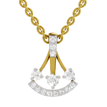 0.31 Carat Round Shape Celestial Arc Pendant | 14K Yellow Gold