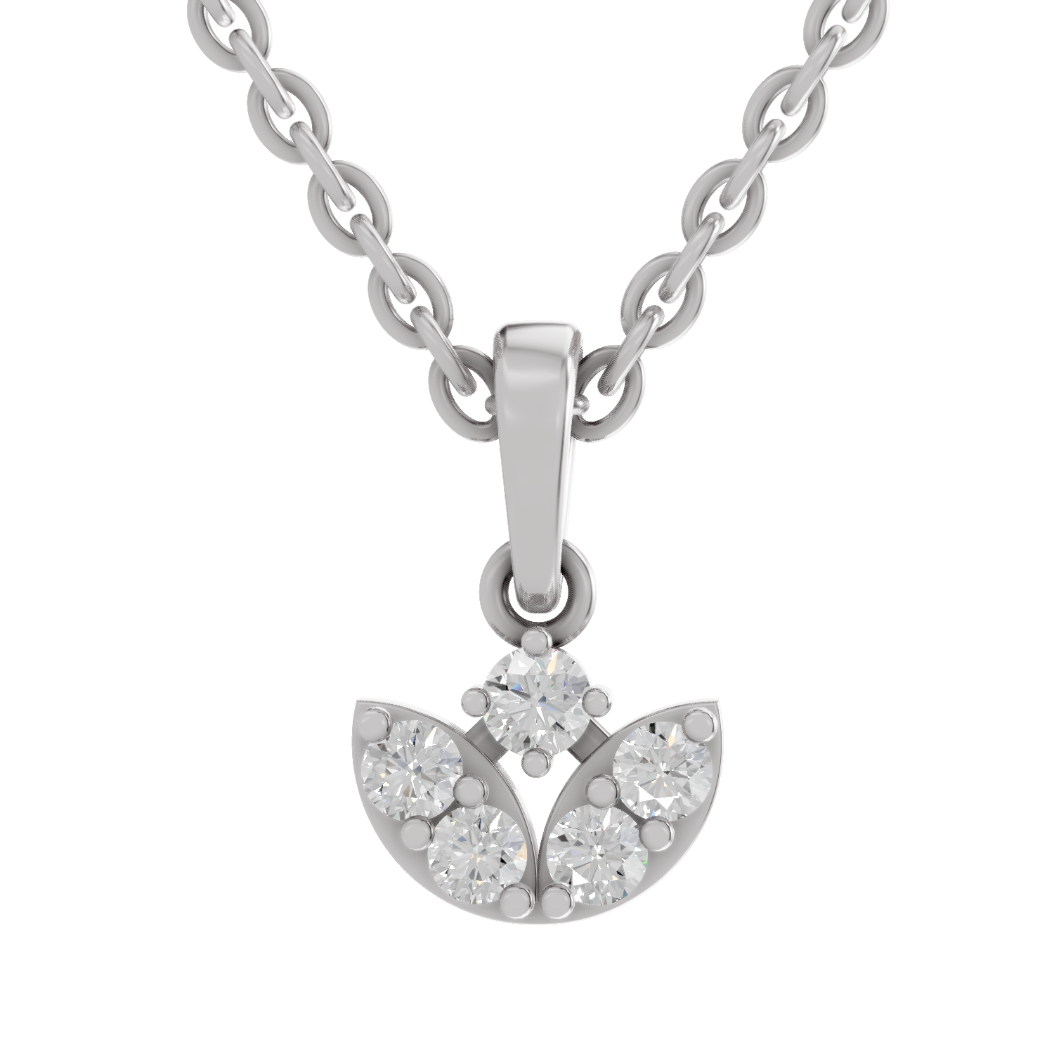 0.25 Carat Round Shape Trinity Bloom Pendant | 14K White Gold