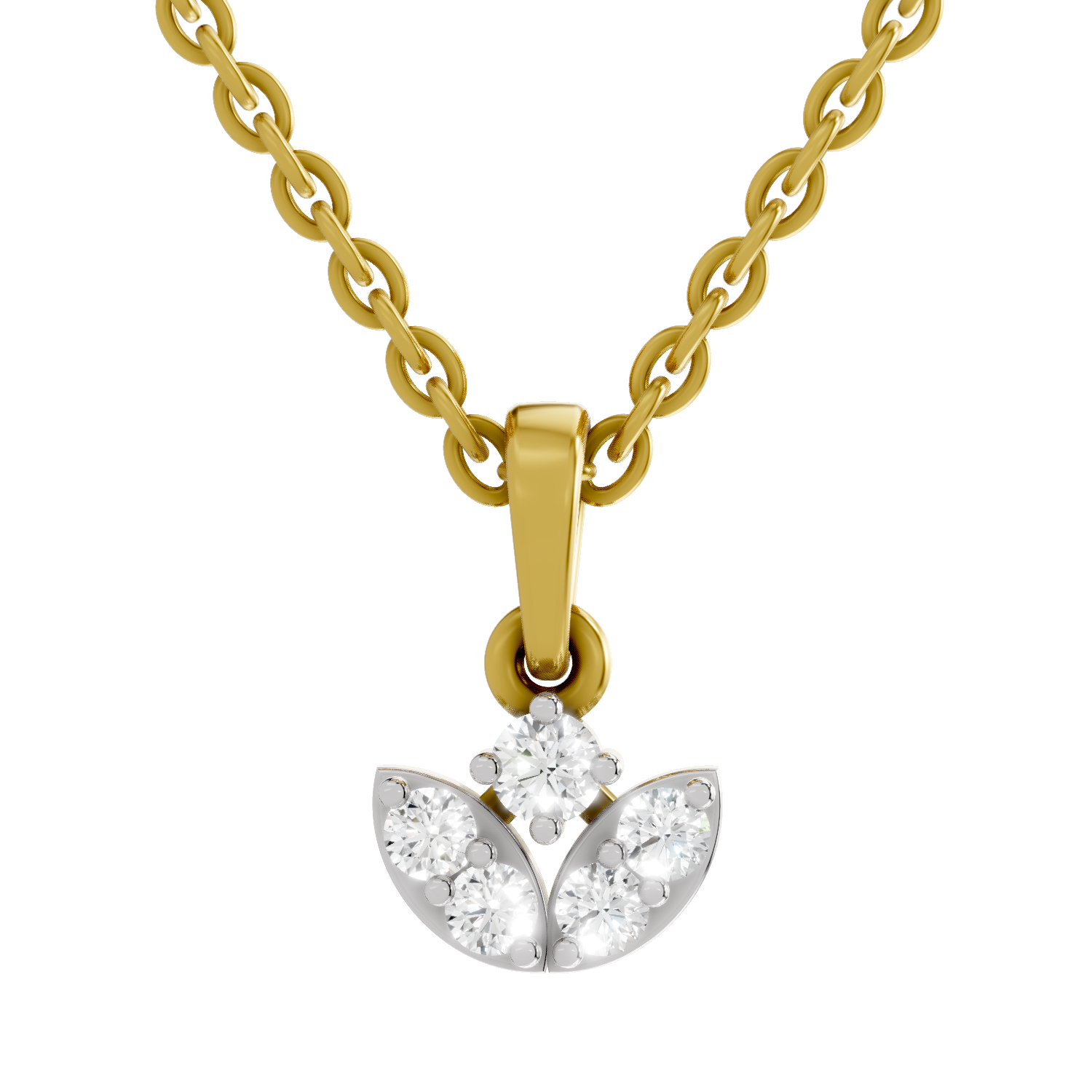 0.25 Carat| 925 Sterling Silver Gold Plated Mini Lotus Pendant Necklace