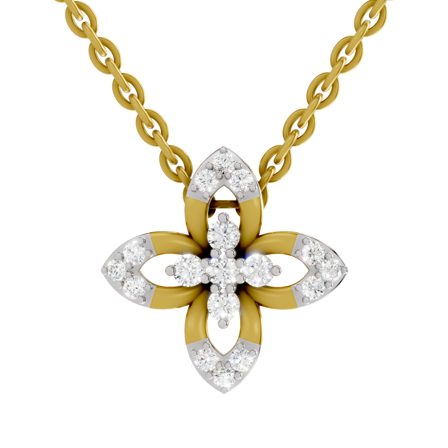 0.25 Carat| 925 Sterling Silver Gold Plated Flower Pendant Necklace
