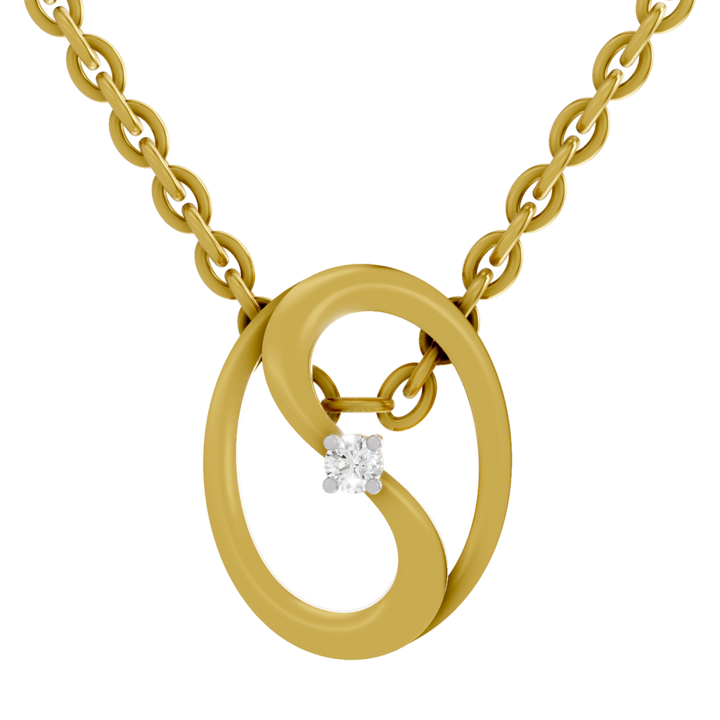 0.02 Carat 925 Sterling Silver Gold Plated Celestial Loop Pendant With Chain