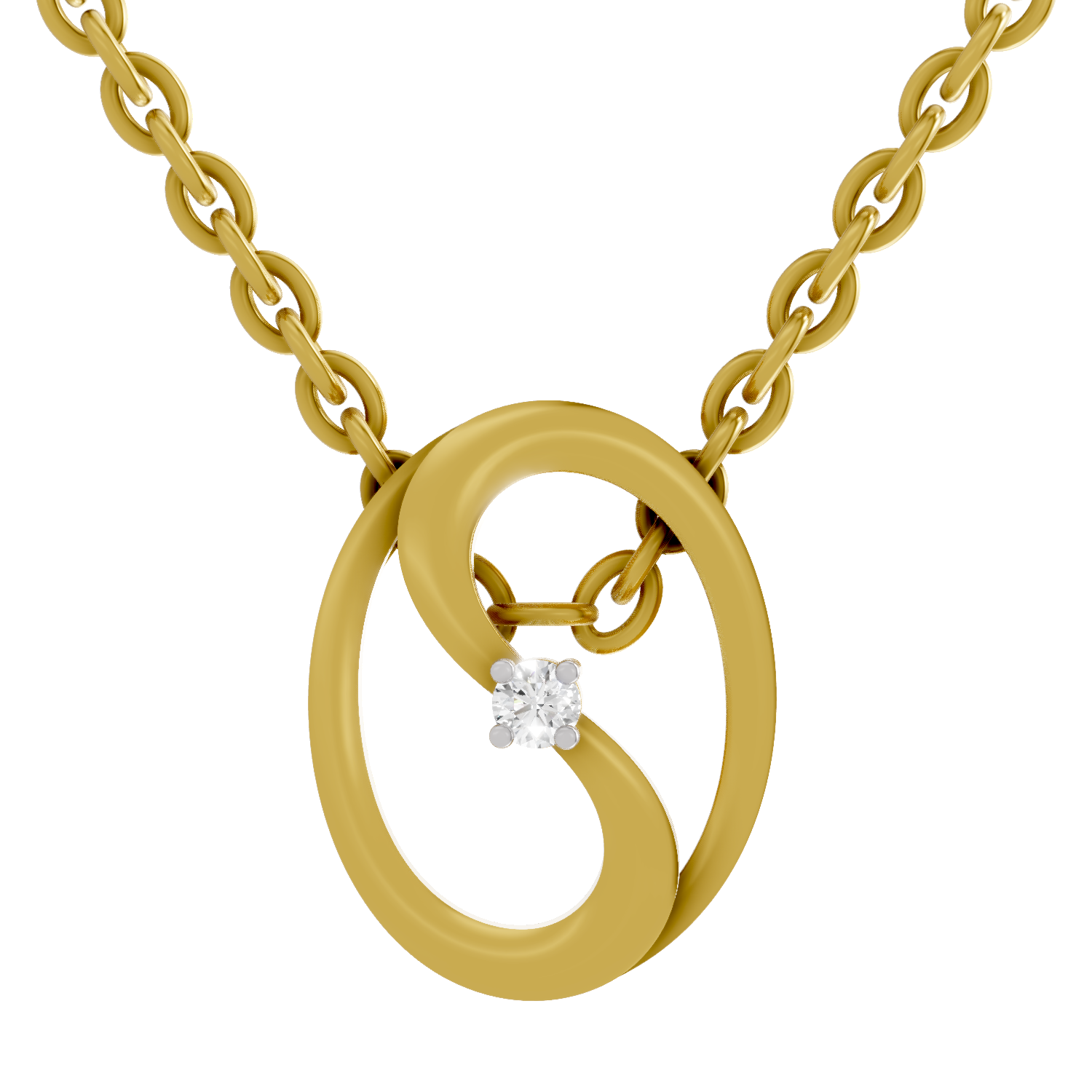 0.02 Carat 925 Sterling Silver Gold Plated Celestial Loop Pendant With Chain