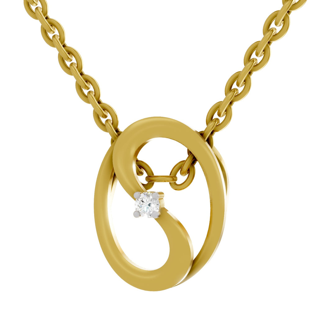 0.02 Carat 925 Sterling Silver Gold Plated Celestial Loop Pendant With Chain