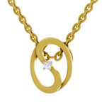 0.02 Carat 925 Sterling Silver Gold Plated Celestial Loop Pendant With Chain