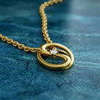 0.02 Carat 925 Sterling Silver Gold Plated Celestial Loop Pendant With Chain
