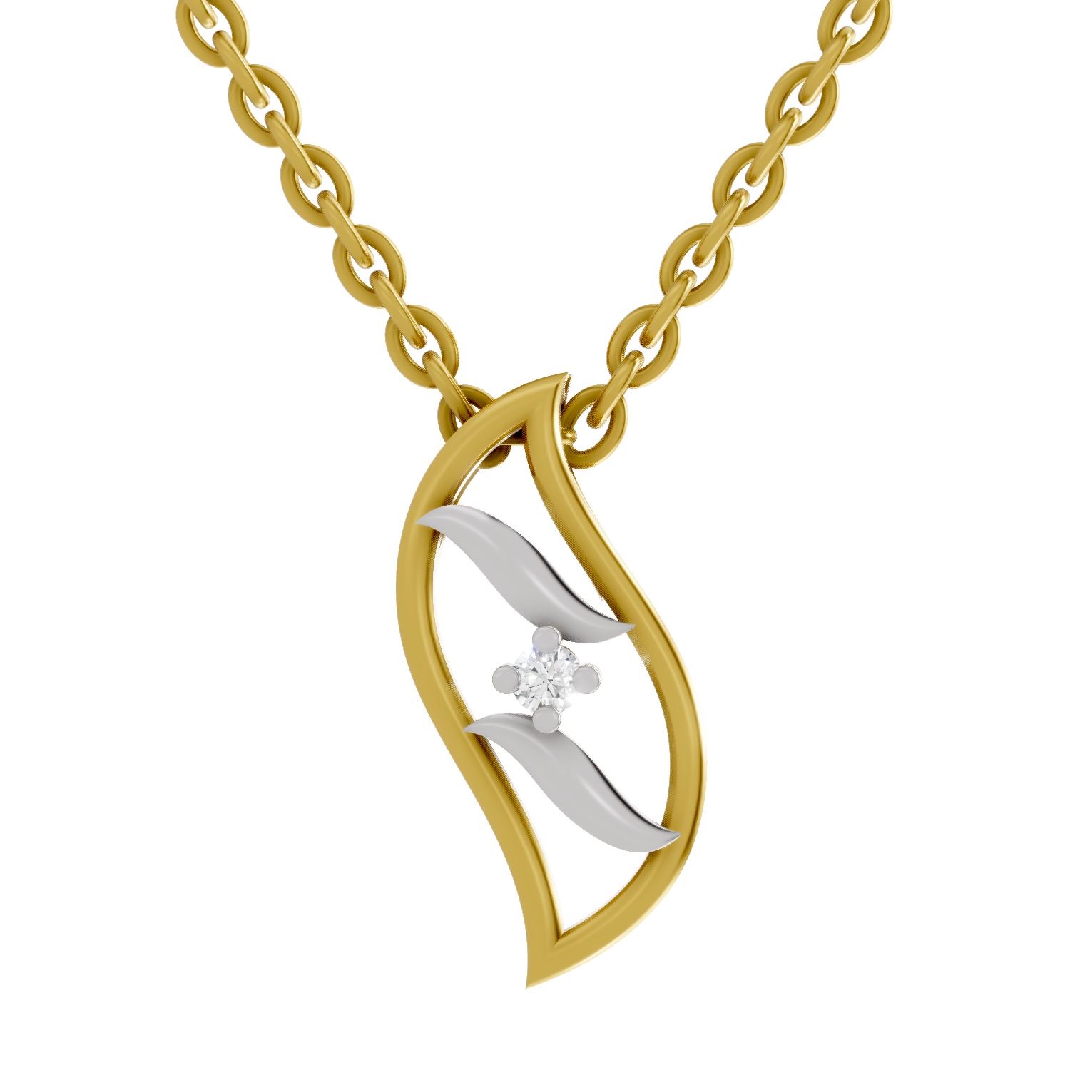 0.02 Carat| 925 Sterling Silver Gold Plated Swirl Pendant Necklace