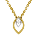 0.02 Carat| 925 Sterling Silver Gold Plated Leaf Solitaire Pendant Necklace
