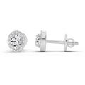 0.09 Ct Oval Halo Stud Earrings | 14K White Gold