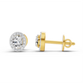 0.09 Ct Oval Halo Stud Earrings | 14K Yellow Gold