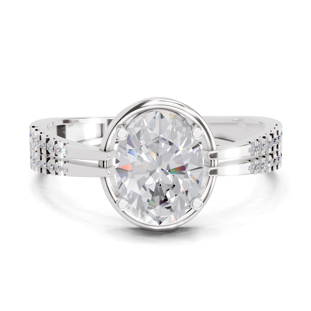 1.39 Carat Celeste Oval Promise  Engagement Ring | 14K White Gold