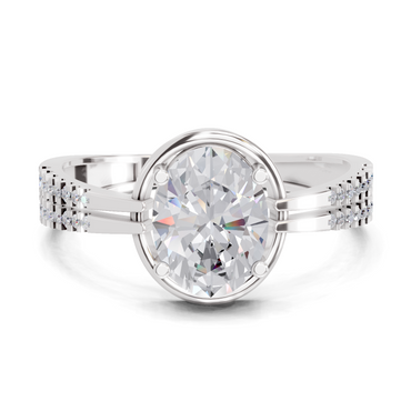 1.39 Carat Celeste Oval Promise  Engagement Ring | 14K White Gold