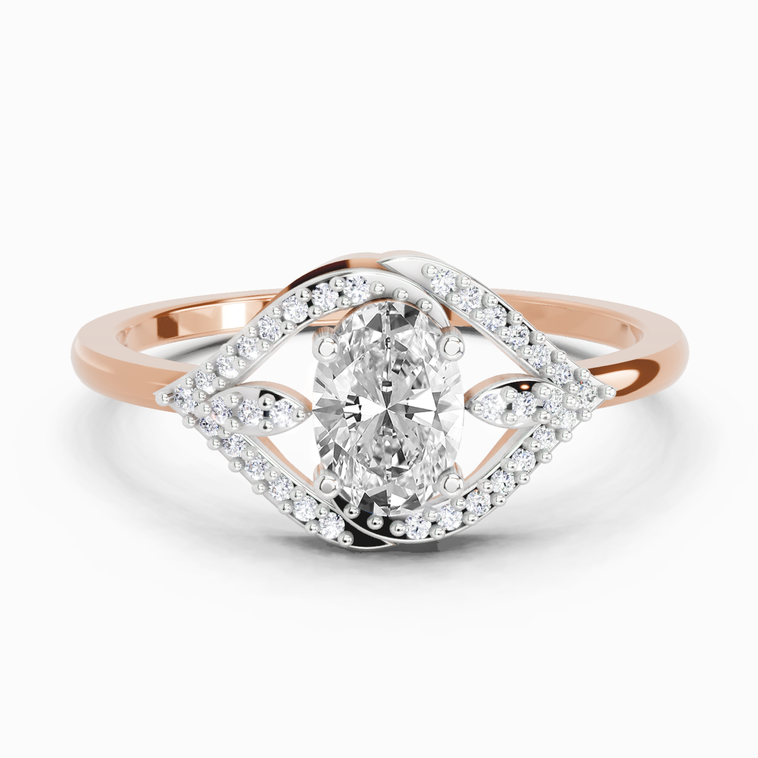 0.51 Ct Oval Halo Ring | 14K Rose Gold