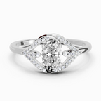 0.51 Ct Oval Halo Ring | 14K White Gold