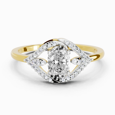 0.51 Ct Oval Halo Ring | 14K Yellow Gold