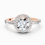 0.97 Ct Round Halo Engagement Ring | 14K Rose Gold