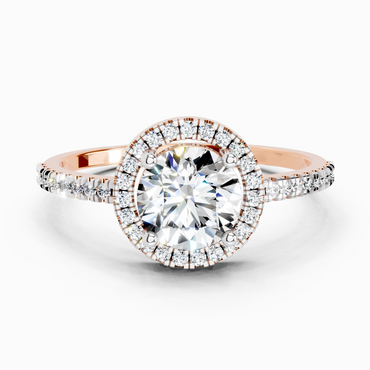 0.97 Ct Round Halo Engagement Ring | 14K Rose Gold