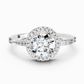 0.97 Ct Round Halo Engagement Ring | 14K White Gold