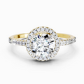 0.97 Ct Round Halo Engagement Ring | 14K Yellow Gold