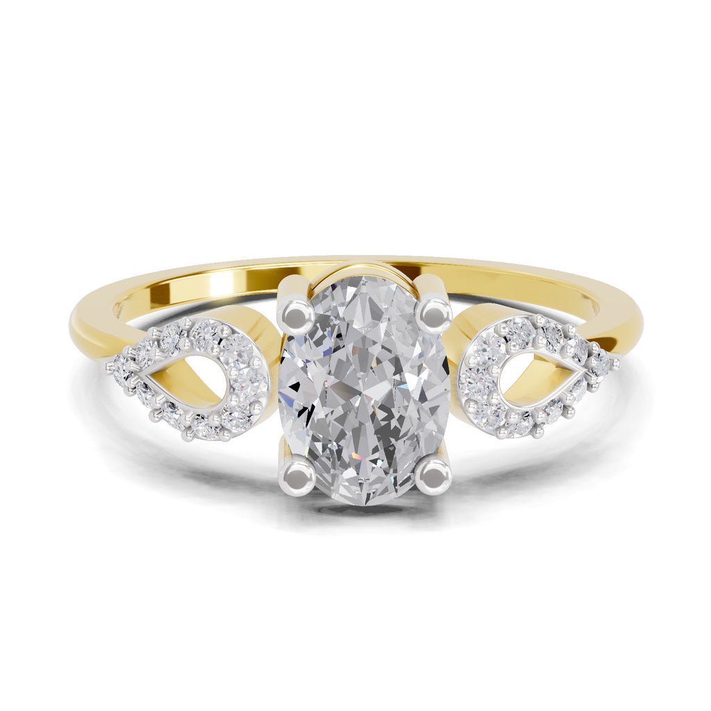 1.07 Carat Oval Shape Engagement Ring | 14K Yellow Gold