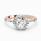 0.93 Carat Round Shape Halo Diamond Ring | 14K Rose Gold