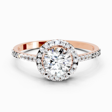 0.93 Carat Round Shape Halo Diamond Ring | 14K Rose Gold