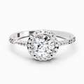 0.93 Carat Round Shape Halo Diamond Ring | 14K White Gold