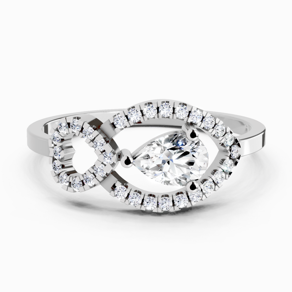 0.43 Carat Pear Shape Diamond Ring | 14K White Gold
