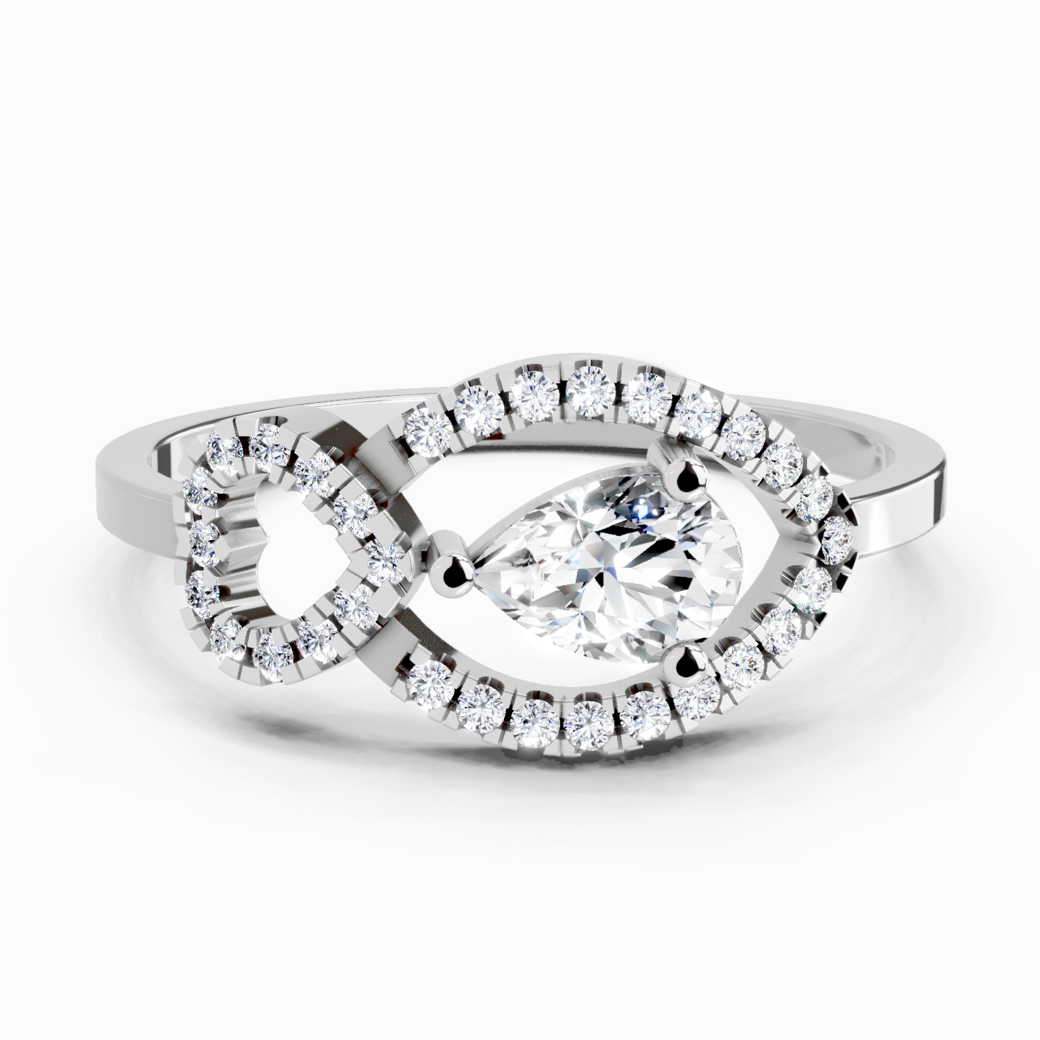 0.43 Carat Pear Shape Diamond Ring | 14K White Gold