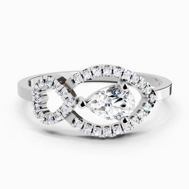 0.43 Carat Pear Shape Diamond Ring | 14K White Gold