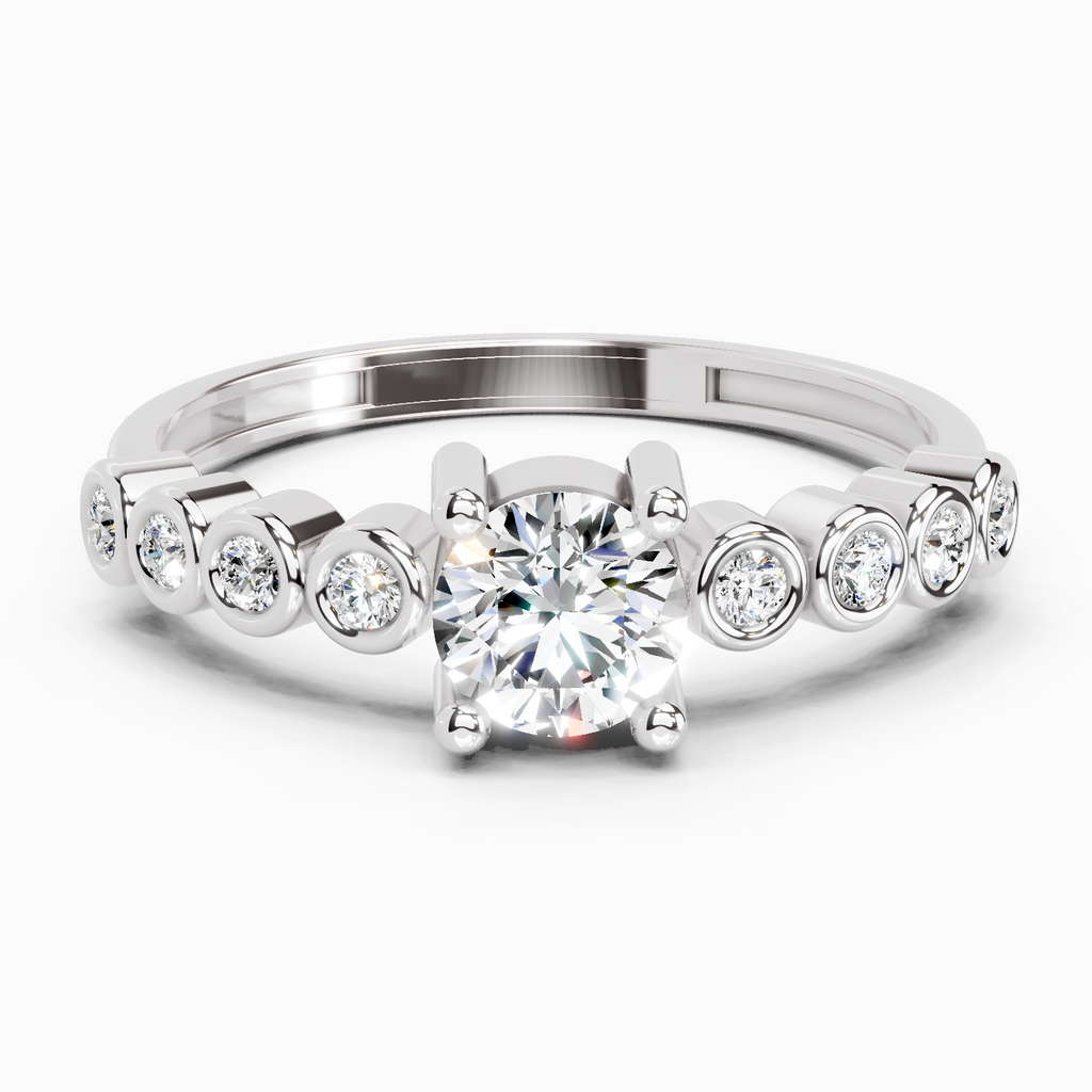 0.55 Carat Round Shape Diamond Ring | 14K White Gold
