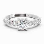 0.55 Carat Round Shape Diamond Ring | 14K White Gold