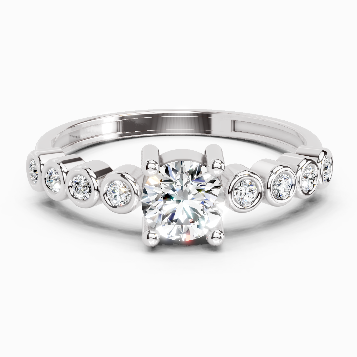0.55 Carat Round Shape Diamond Ring | 14K White Gold