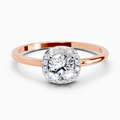 0.66 Ct Cushion Shape Halo Engagement Diamond Ring | 14K Rose Gold