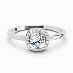 0.66 Ct Cushion Shape Halo Engagement Diamond Ring | 14K White Gold