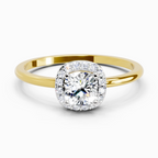 0.66 Ct Cushion Shape Halo Engagement Diamond Ring | 14K Yellow Gold