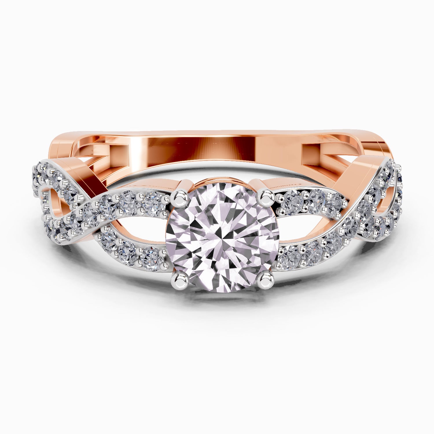 0.39 Ct Round Shape infinity Diamond Engagement Ring | 14K Rose Gold