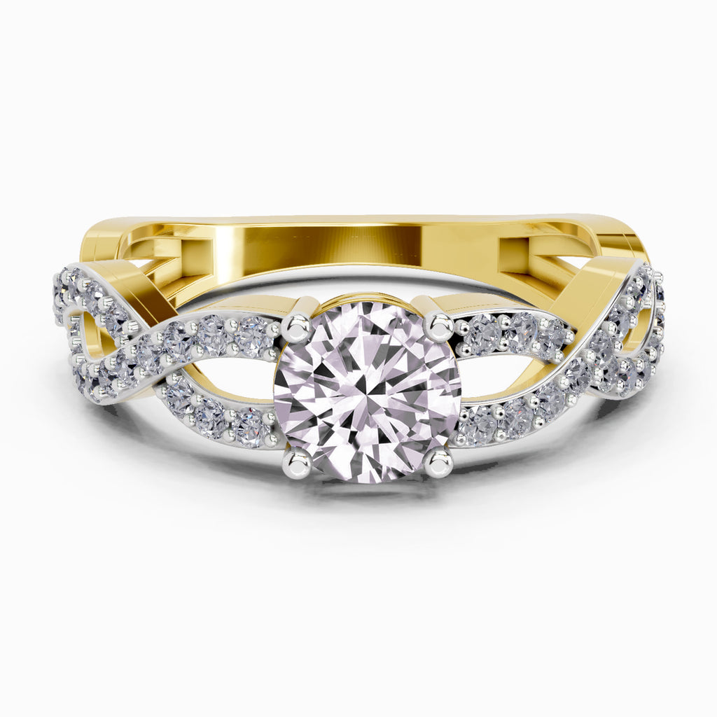 0.39 Ct Round Shape infinity Diamond Engagement Ring | 14K Yellow Gold