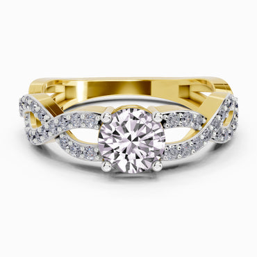 0.39 Ct Round Shape infinity Diamond Engagement Ring | 14K Yellow Gold