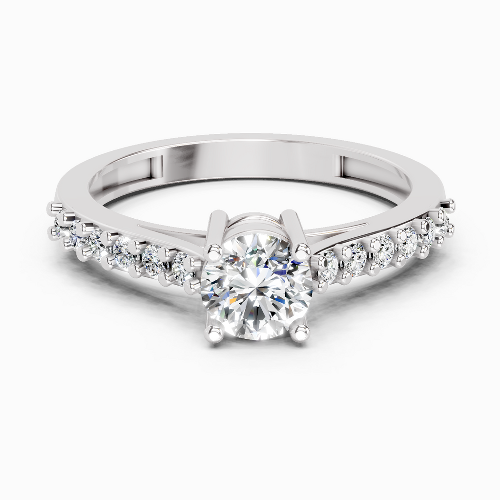 0.75 Ct Round Shape Diamond Solitaire Ring | 14K White Gold