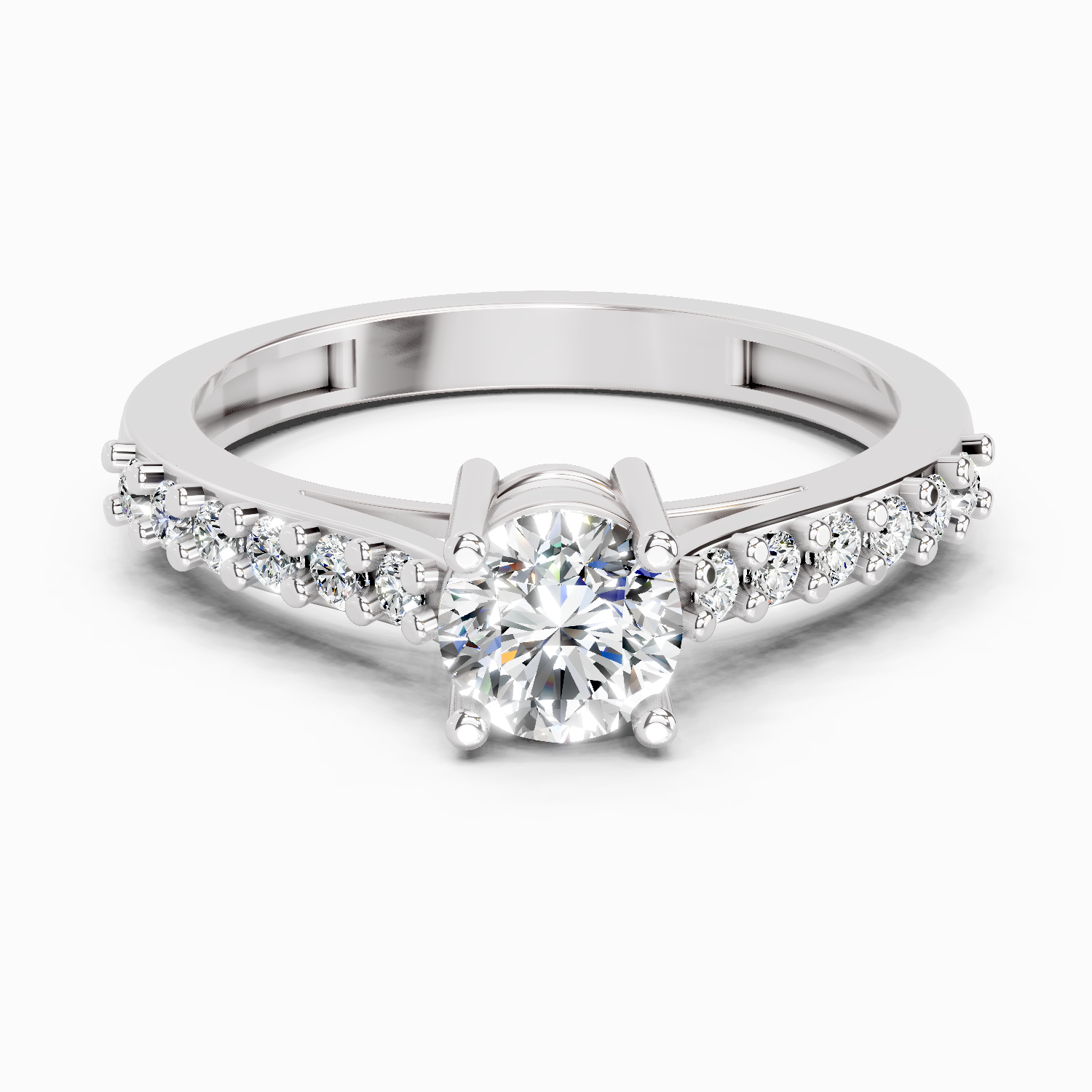 0.75 Ct Round Shape Diamond Solitaire Ring | 14K White Gold