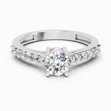 0.75 Ct Round Shape Diamond Solitaire Ring | 14K White Gold