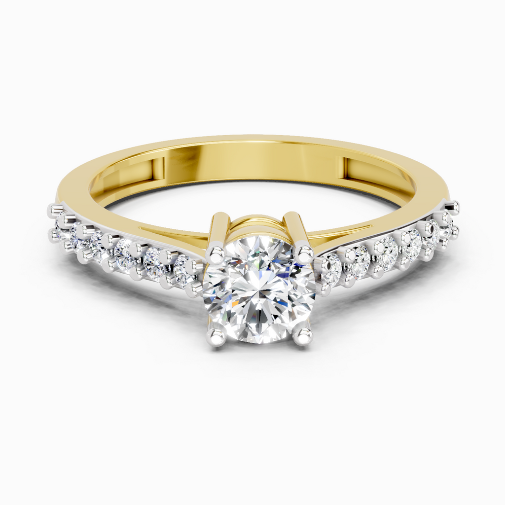 0.75 Ct Round Shape Diamond Solitaire Ring | 14K Yellow Gold