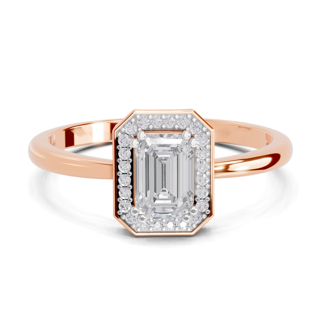0.68 Carat Emerald Cut Engagement Ring | 14K Rose Gold